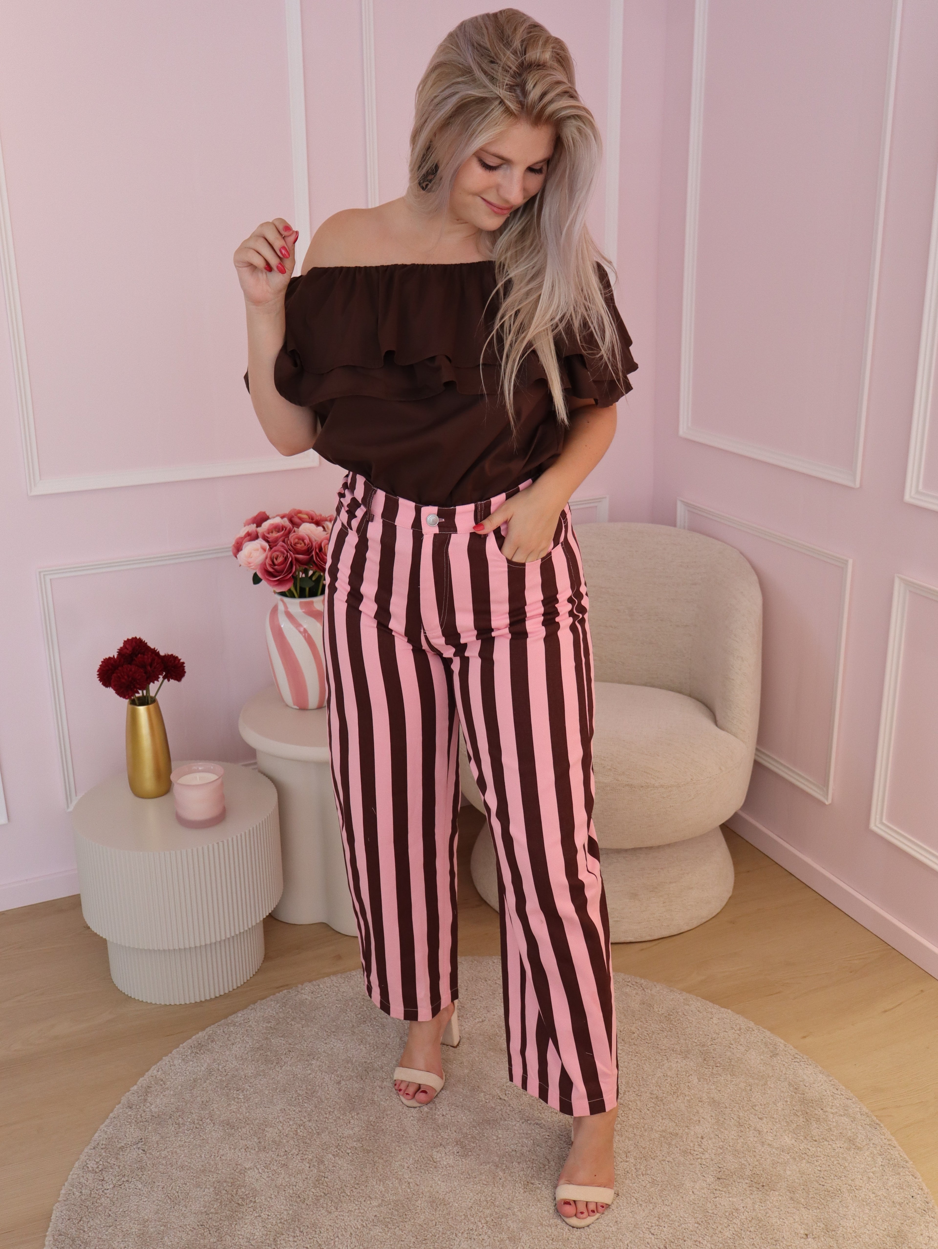 Pink & Brown Ava Jeans