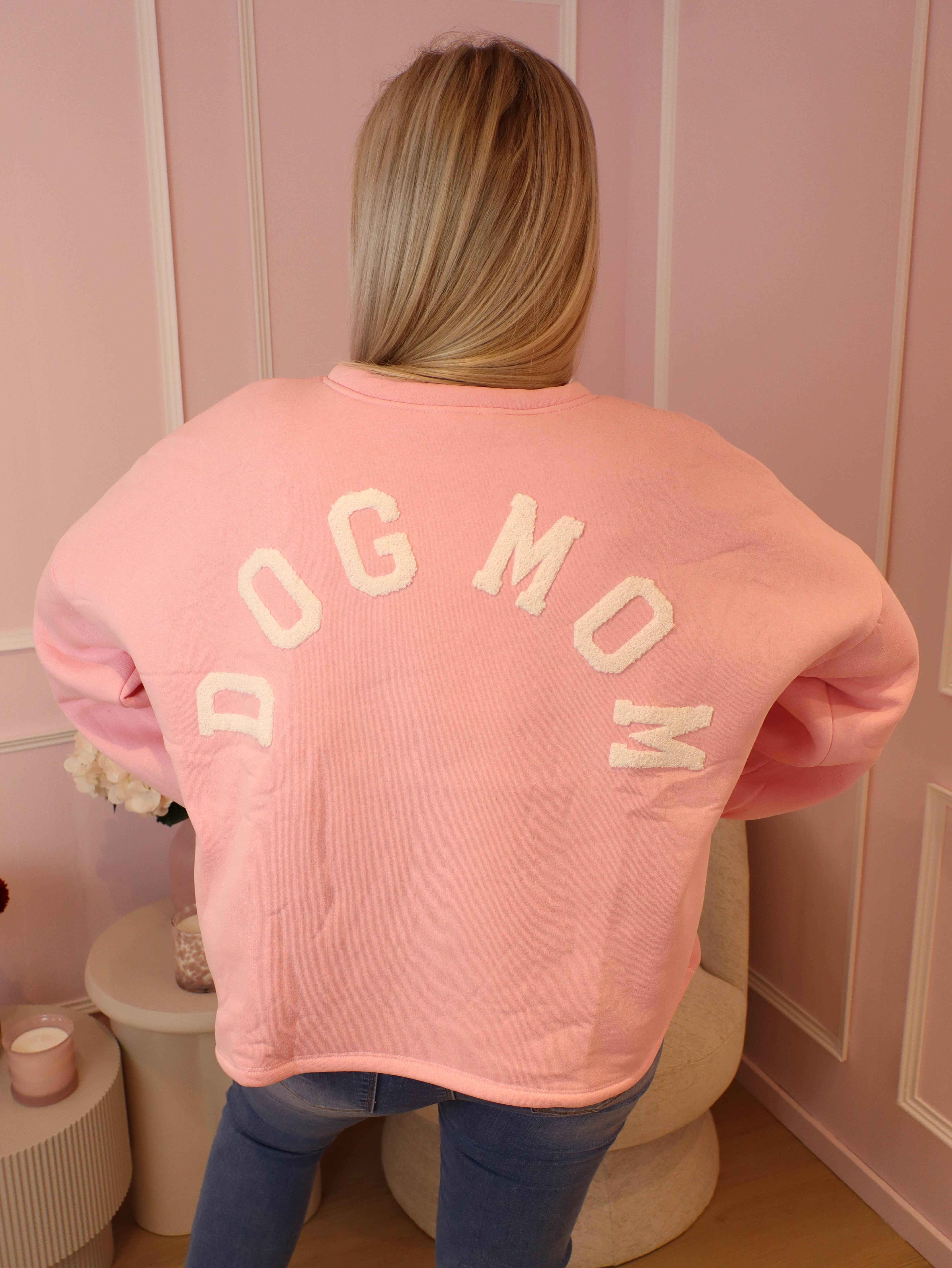 Pink & White Dog Mom Sweater