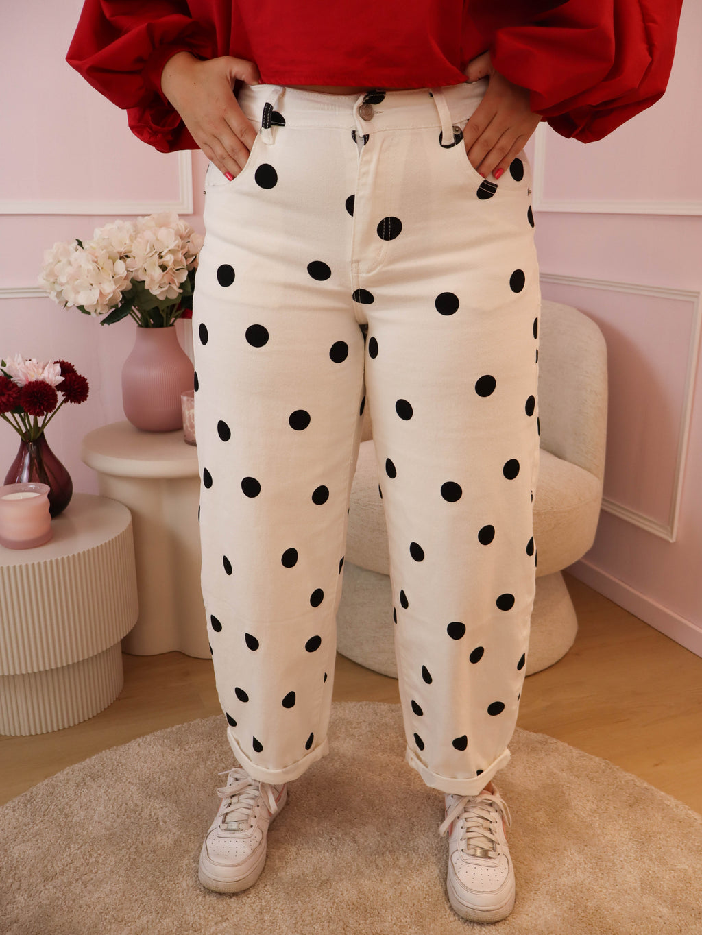 White Balloon Polka Dot Jeans
