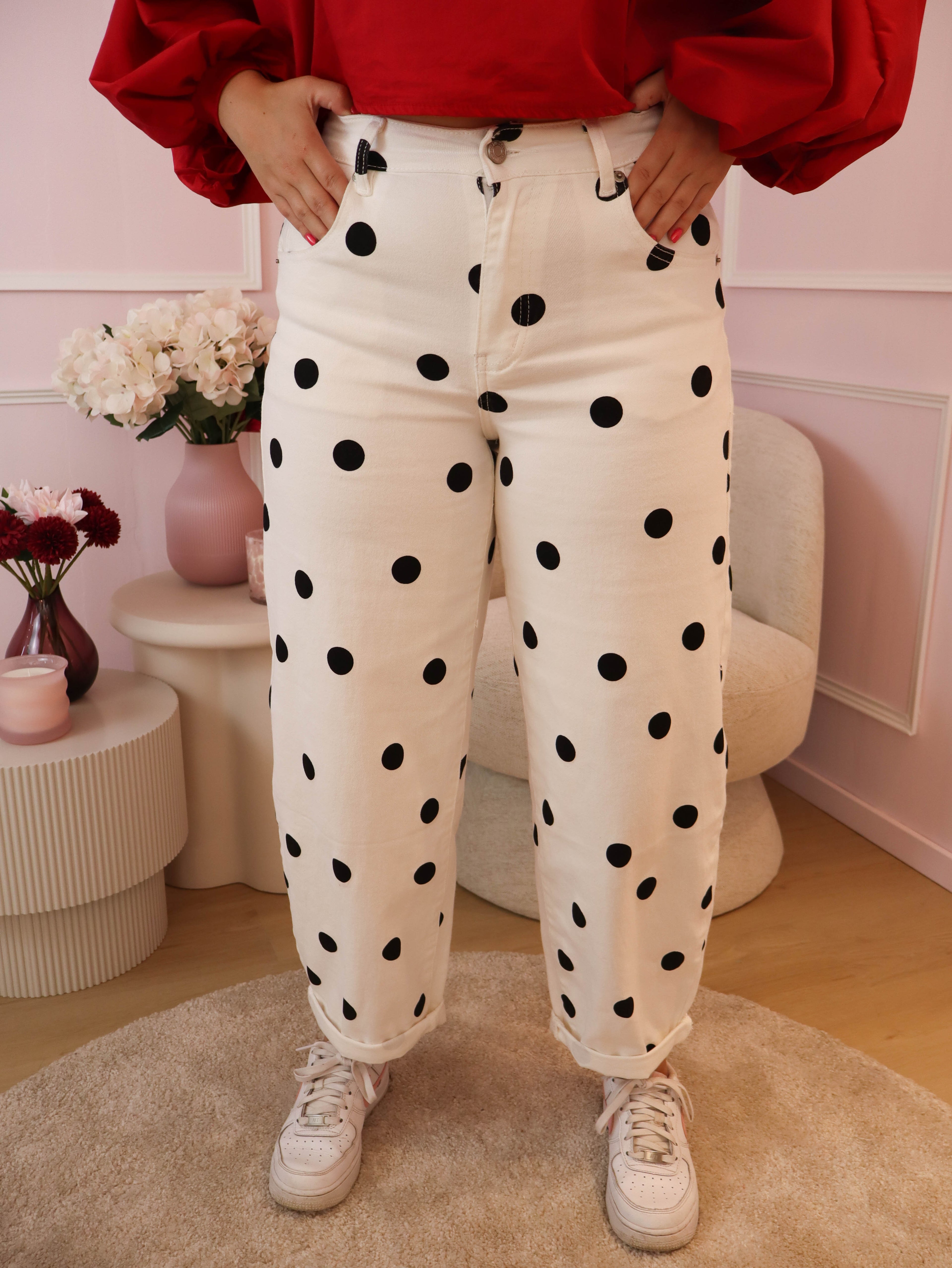 White Balloon Polka Dot Jeans