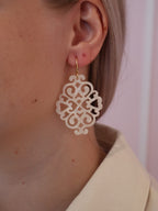 White Heart Earring