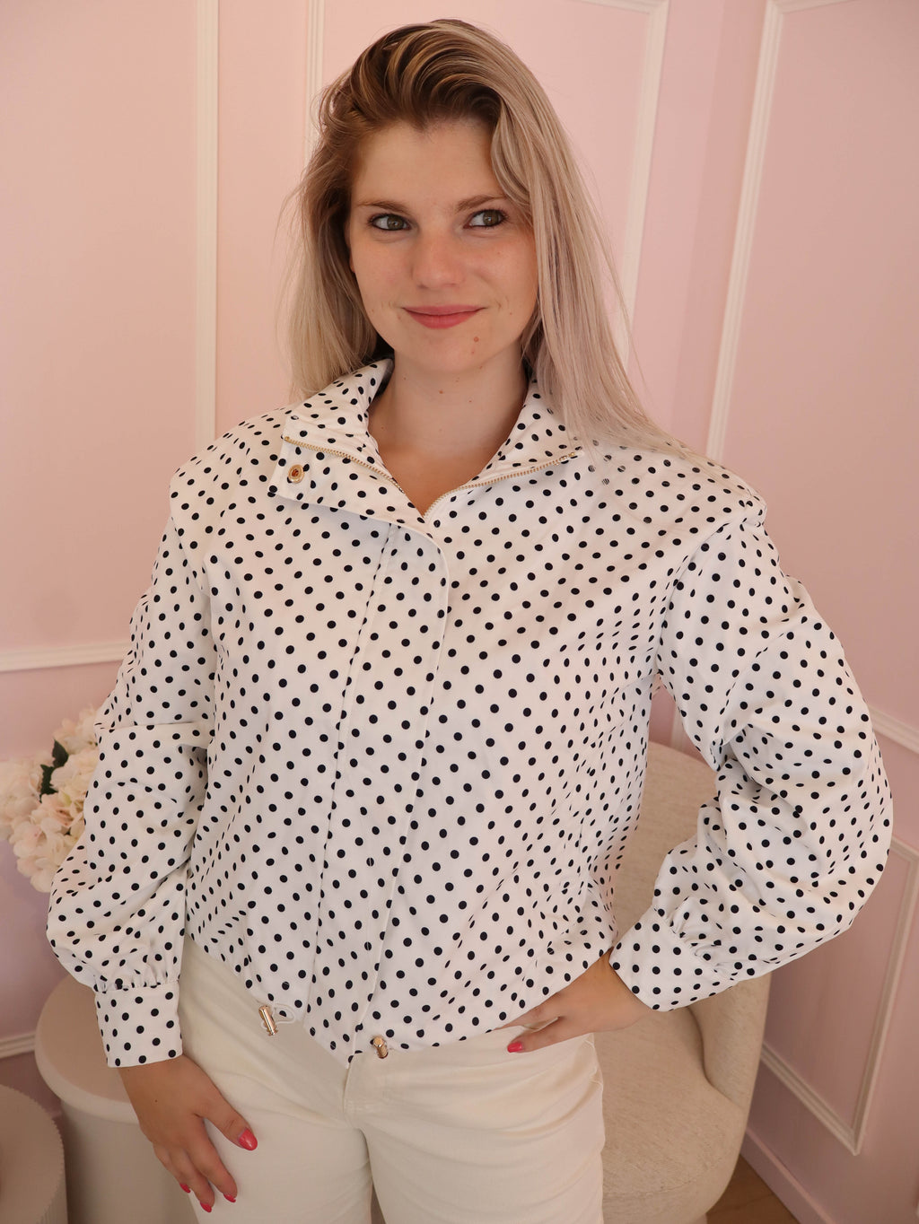 White Pauline Polka Dot Jacket
