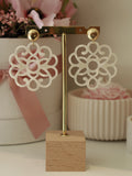 White Rosette Earring