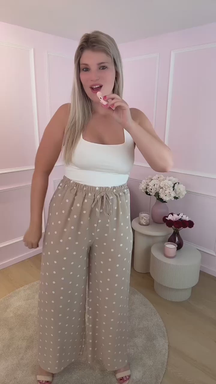 Beige Cora Polka Dot Trouser