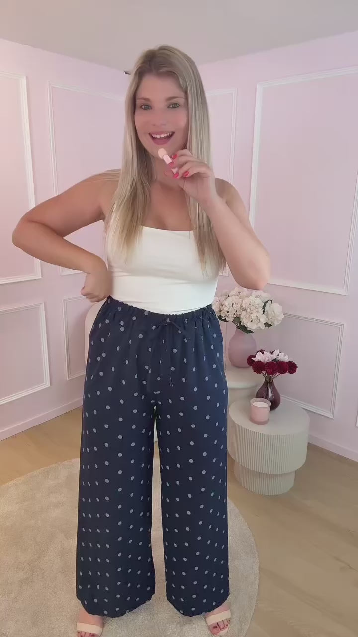 Navy Cora Polka Dot Trouser