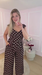 Brown Anna Polka Dot Jumpsuit