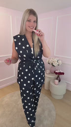 Navy Jayda Polka Dot Set